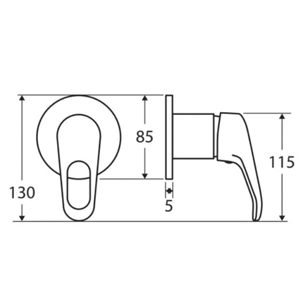 Fienza Loop Chrome Wall Shower Mixer ,