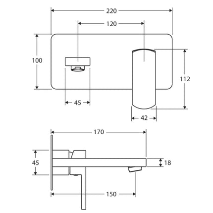 Fienza Koko Matte Black Wall Mounted Basin Mixer With Spout ,
