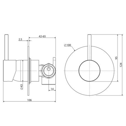 Fienza Kaya UP Wall Mixer Round Plate Chrome ,
