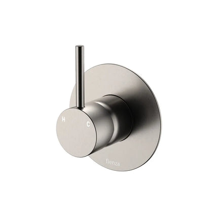 Fienza Kaya UP Wall Mixer Round Plate Brushed Nickle , Large Plate
