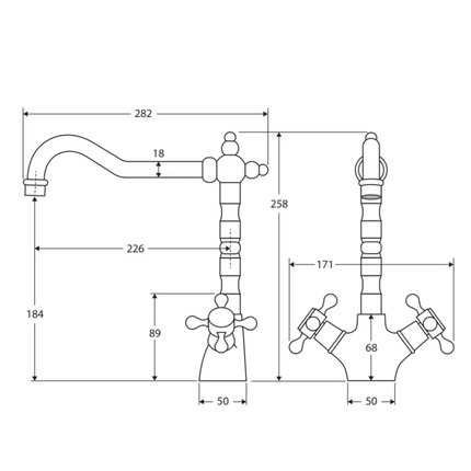 Lillian Shepherds Crook Kitchen Sink Mixer Urban Brass ,