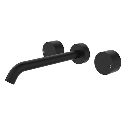 Fienza Kaya Matte Black Wall Mounted Basin/Bath Tap Set, 3 Pieces