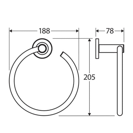Fienza Kaya Gun Metal Hand Towel Ring ,