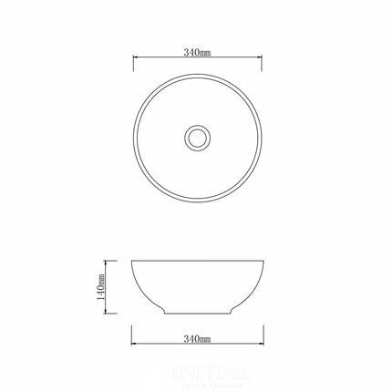 Porcelain Above Counter Basin Round 340X340X140 ,