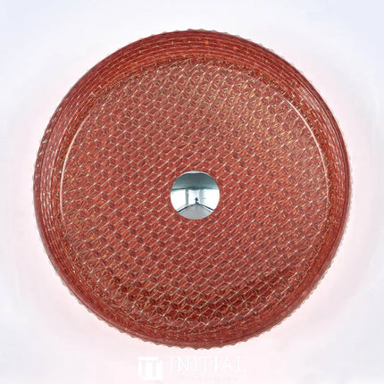 Above Counter Tempered Glass Basin Red Mosaic Triangle Round 395X395X125 ,