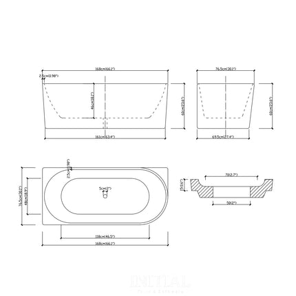 Nada 1700 Corner Bathtub Gloss White Non-Over Flow 1700X800X600 ,