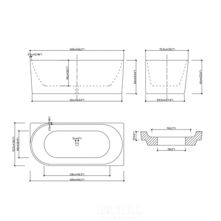 Nada 1700 Corner Bathtub Gloss White Non-Over Flow 1700X800X600 ,