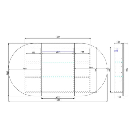 Olivia Oval Shaving Cabinet Matte White