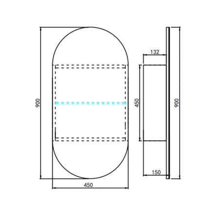 Olivia Oval Shaving Cabinet Matte White