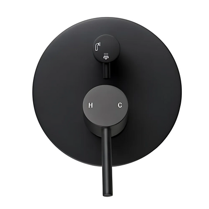 Louis Lever Round Shower/Bath Mixer Diverter Matt Black ,