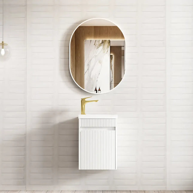 Otti Mini Ensuite Vanity 400mm Matte White Fluted Vanity