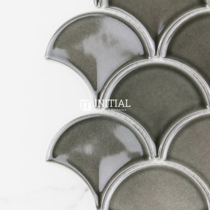 Feature Mosaic Shell Fish Scale Mosaic Gloss Charcoal 259X273 ,