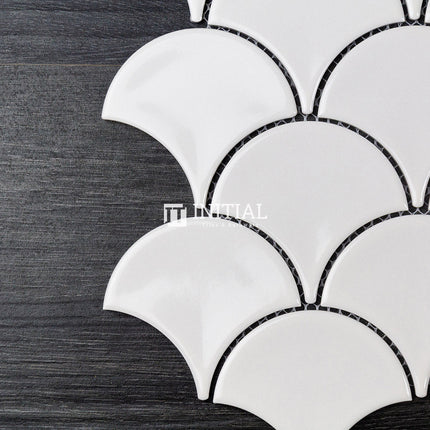 Feature Mosaic Shell Fish Scale Mosaic Gloss White 259X273 ,
