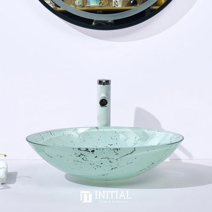 Above Counter Tempered Glass Light Blue Oval Basin Double Layer 480x390x140 ,