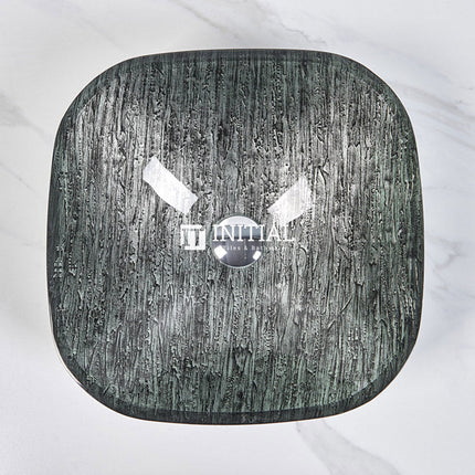 Above Counter Tempered Glass Basin Black Antique Square Basin 420x420x145 ,