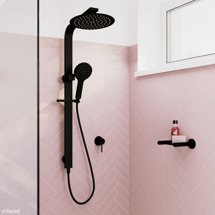 Fienza Kaya Matte Black Deluxe Twin Shower ,