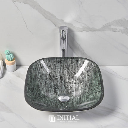 Above Counter Tempered Glass Basin Black Antique Square Basin 420x420x145 ,