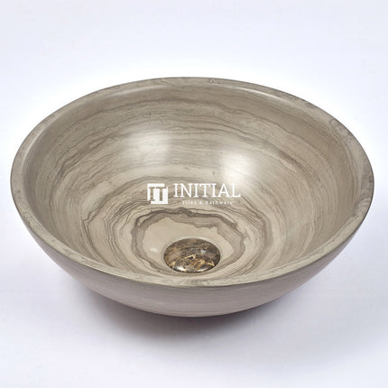 Wooden Grey Marble Stone Round Basin 420x420x140 ,