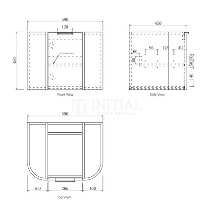 Otti Bondi Wall Hung Curve Vanity with 1 Door Natural Oak 600X460X470 ,