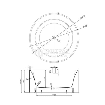 Como 1280 Gloss White Freestanding Bathtub, Round ,