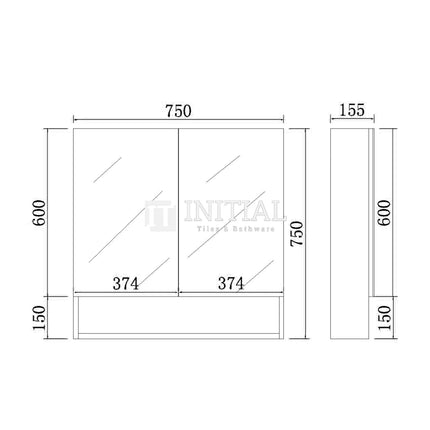 Fremantle 750 Shaving Cabinet, Matte White, 2 Solid Doors ,