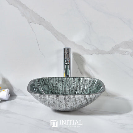 Above Counter Tempered Glass Basin Black Antique Square Basin 420x420x145 ,