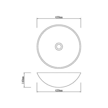 Wooden Grey Marble Stone Round Basin 420x420x140 ,