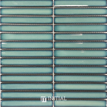 Feature Mosaic Kitkat Brookvale Speckled Concave Surface Gloss Antique Medium Green 296X298 ,