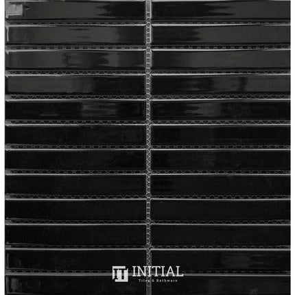 Feature Mosaic Kitkat Fairlight Straightbone Gloss Black 296X300 ,