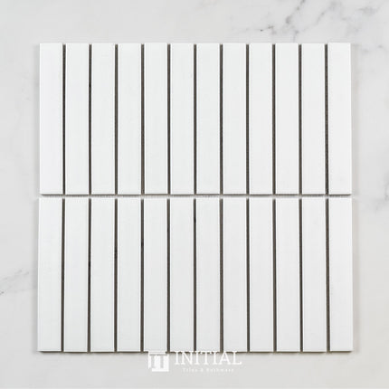 Feature Mosaic Kitkat Fairlight Straightbone Matt White 296X300 ,