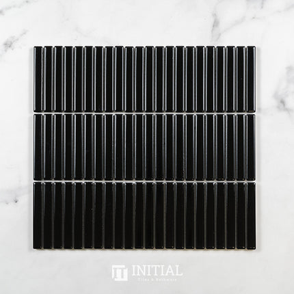 Feature Mosaic Kitkat Fairlight Straightbone Gloss Black 282X308 ,