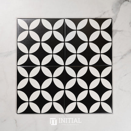 Encaustic Pattern Tile Pierre Great Dane Black Matt 200X200 ,