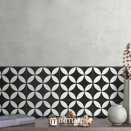 Encaustic Pattern Tile Pierre Great Dane Black Matt 200X200 ,