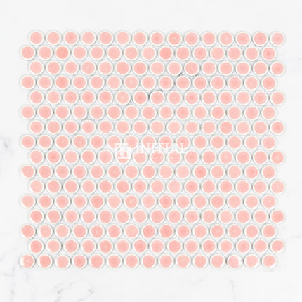 Feature Mosaic Venice 19mm Penny Round Mosaic Gloss Pink 315X294 ,