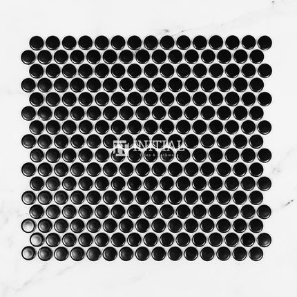 Feature Mosaic Venice 19mm Penny Round Mosaic Matt Black 315X294 ,