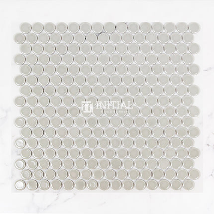Feature Mosaic Venice 19mm Penny Round Mosaic Gloss Light Grey 315X294 ,