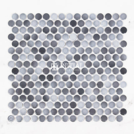Feature Mosaic Venice 19mm Penny Round Mosaic Gloss Mixed Grey 315X294 ,