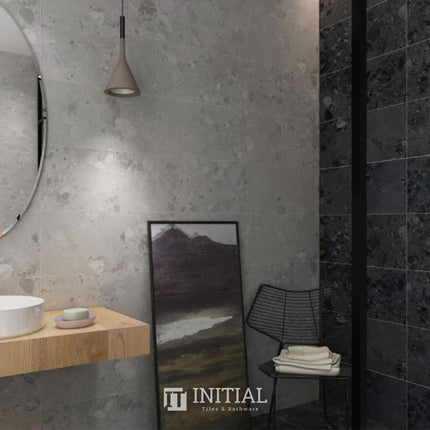 Terrazzo Look Bathroom Floor Tile Black Matt 300X600 ,