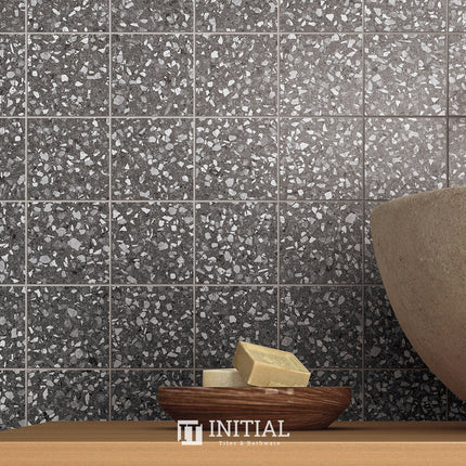 Terrazzo Look Tile Opimo Dark Grey Matt 300X300 ,