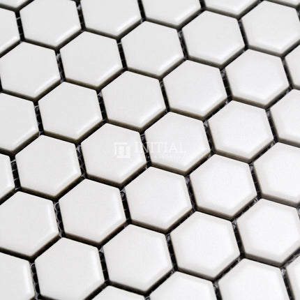 Mosaic Glazed Hexagon 23mm White Gloss 260mm x 300mm ,