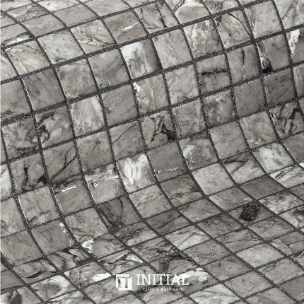 Swimming Pool Mosaic Ezzari Zen Mid Grey & Black Marbling ,