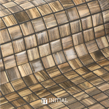 Swimming Pool Mosaic Ezzari Zen Mid Brown & Dark Striping ,