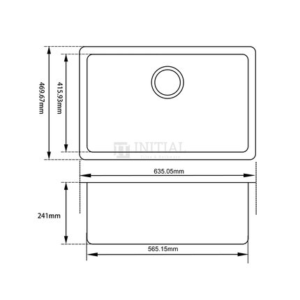 Sqaure Granite Quartz Stone Black Kitchen & Laundry Sink 635X469X241 ,