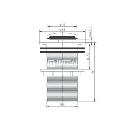 Standard Brass Basin Pop Up Waste Without Overflow Chrome 32mm ,
