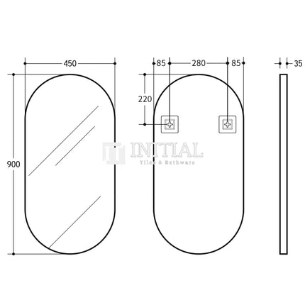 Olivia Framed Oval Mirror Matt Black ,