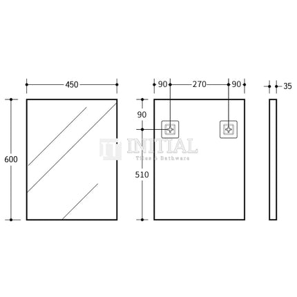 Qubist Matte Black Framed Rectangular Mirror, 5 Sizes ,