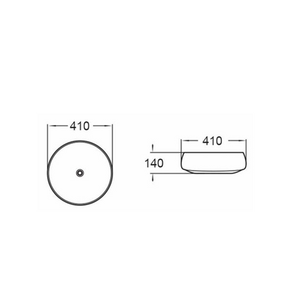 Matt Round Above Counter Basin White & Copper 410X410X140 ,