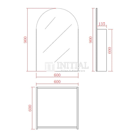 Olivia 600 PVC Shaving Cabinet, Matte White, Arch Mirror ,