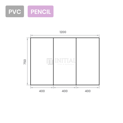 Gloss White PVC Pencil Edge Mirrors Shaving Cabinet with 3 Doors 1200X155X750 ,