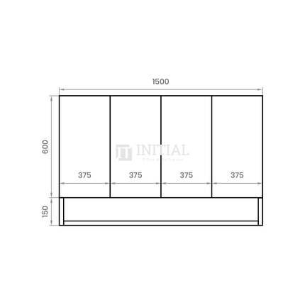 Style Wood Grain PVC Mirrors Shaving Cabinet With 4 Doors Walnut 1500X150X750 ,